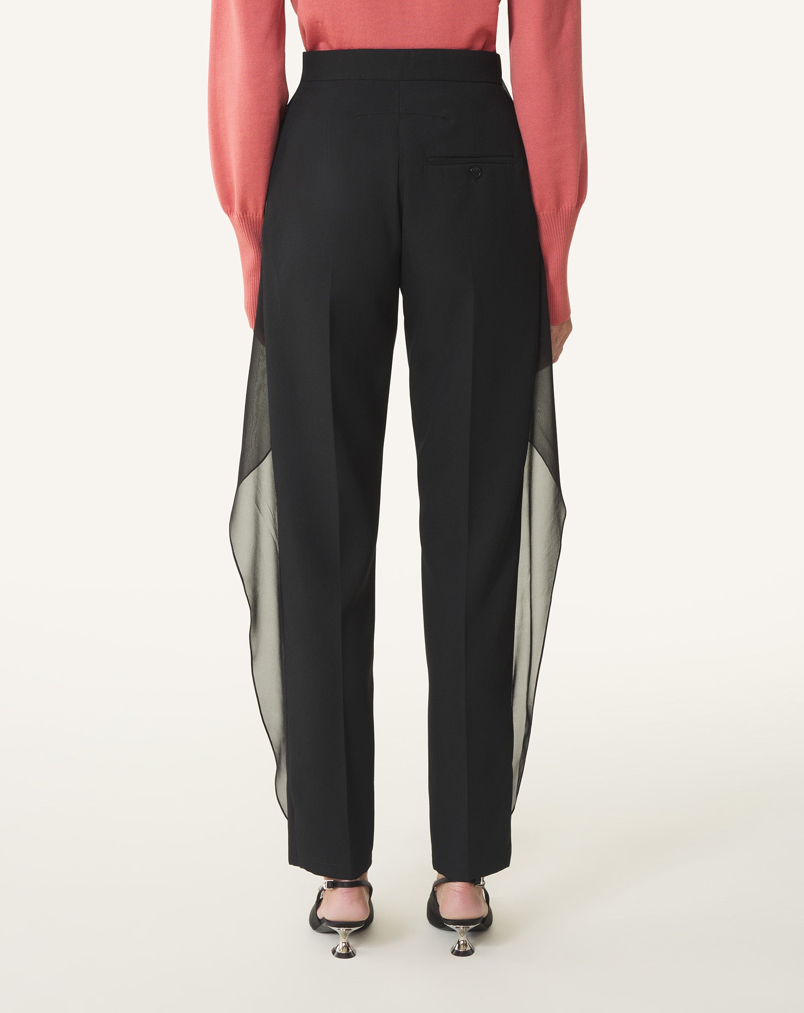 Black Frilled Wool Pants | Lanvin