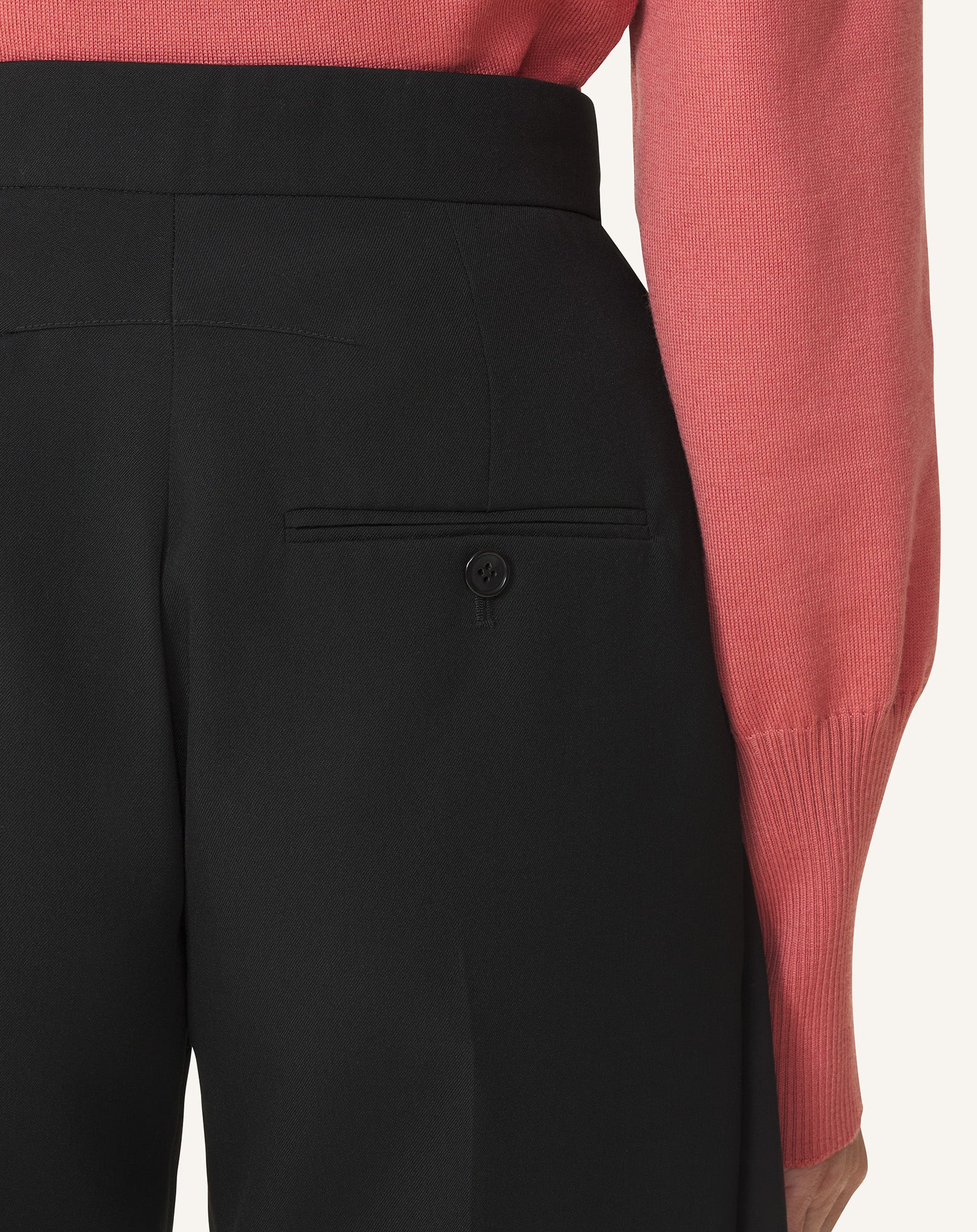 Black Frilled Wool Pants | Lanvin