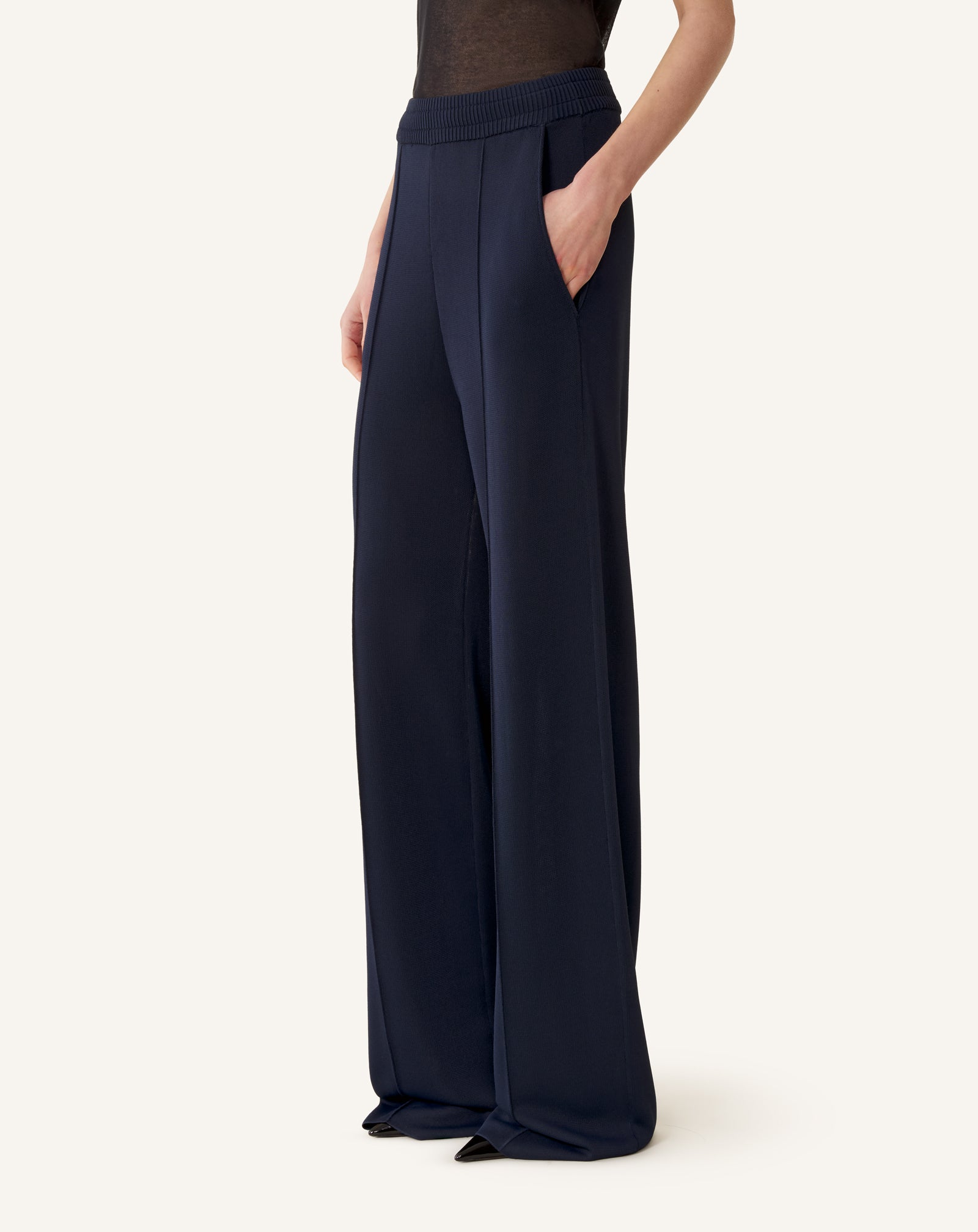 PANTALON LARGE EN VISCOSE BLEU