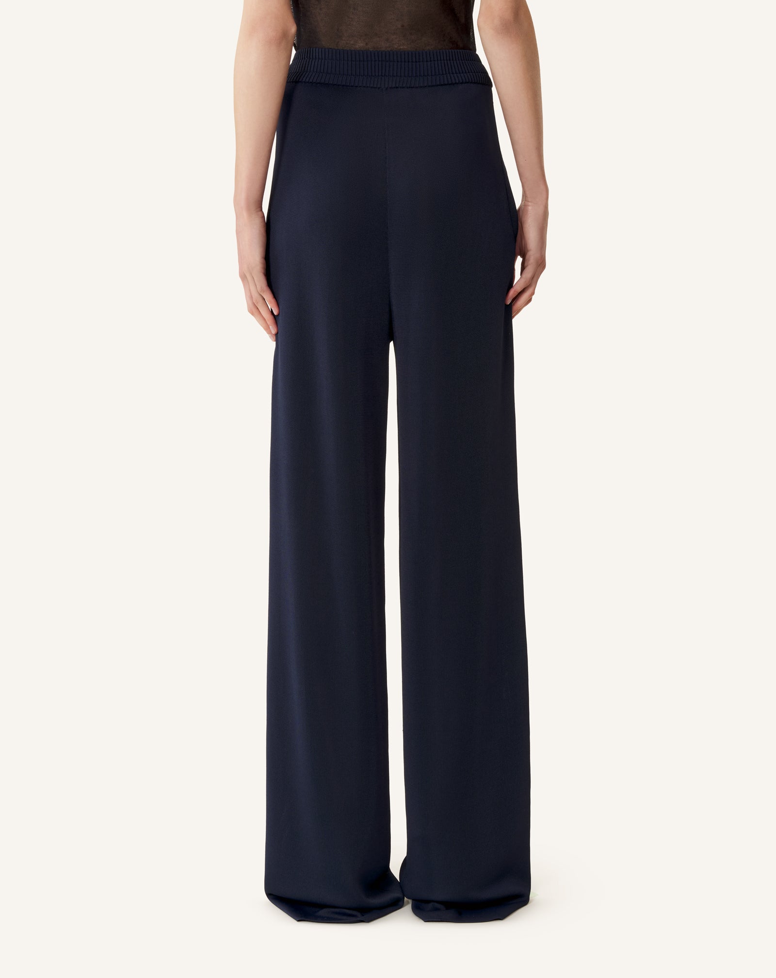 PANTALON LARGE EN VISCOSE BLEU