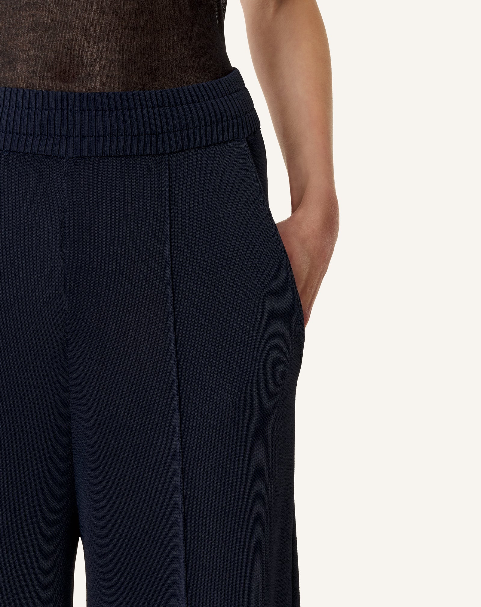 PANTALON LARGE EN VISCOSE BLEU