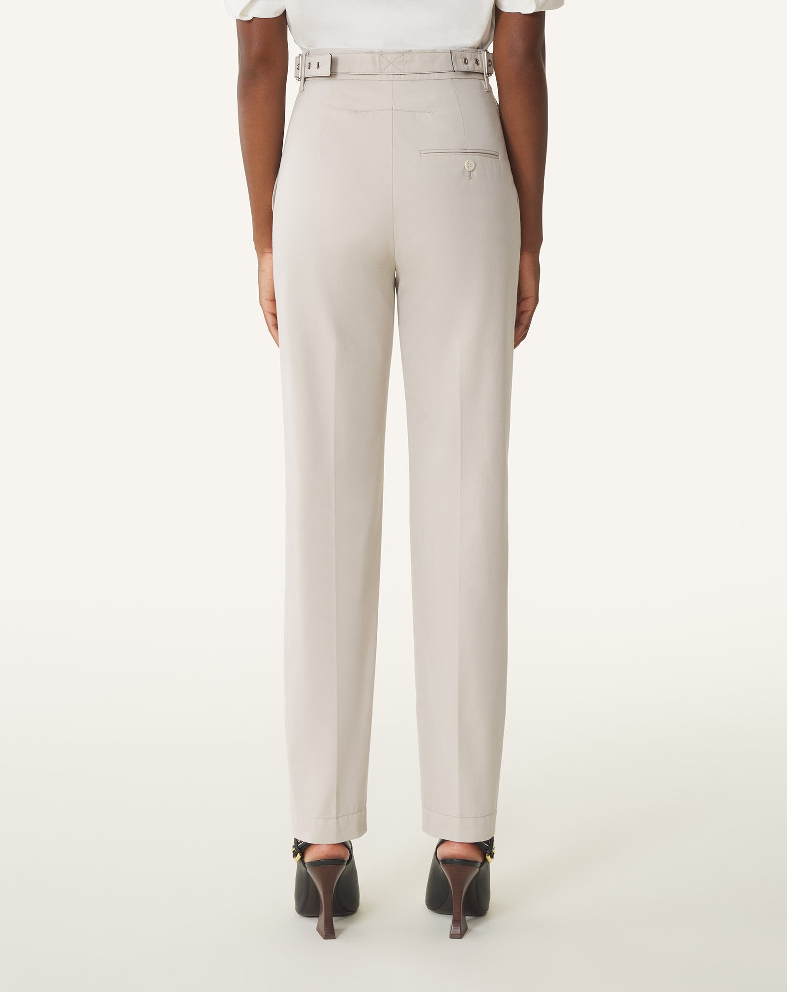 PANTALON CIGARETTE EN COTON TECHNIQUE BLANC