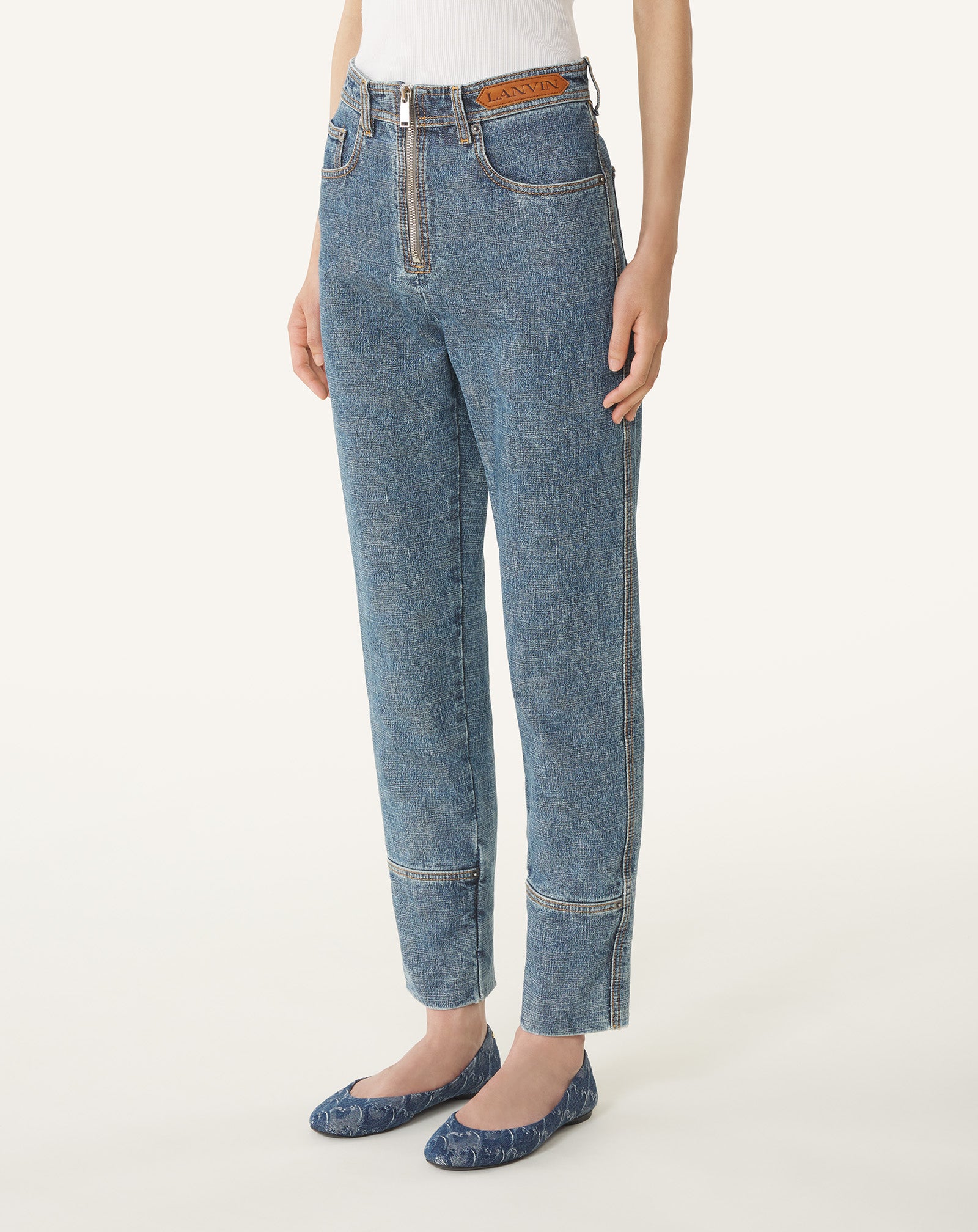 PANTALON ZIPPÉ EN DENIM BLEU
