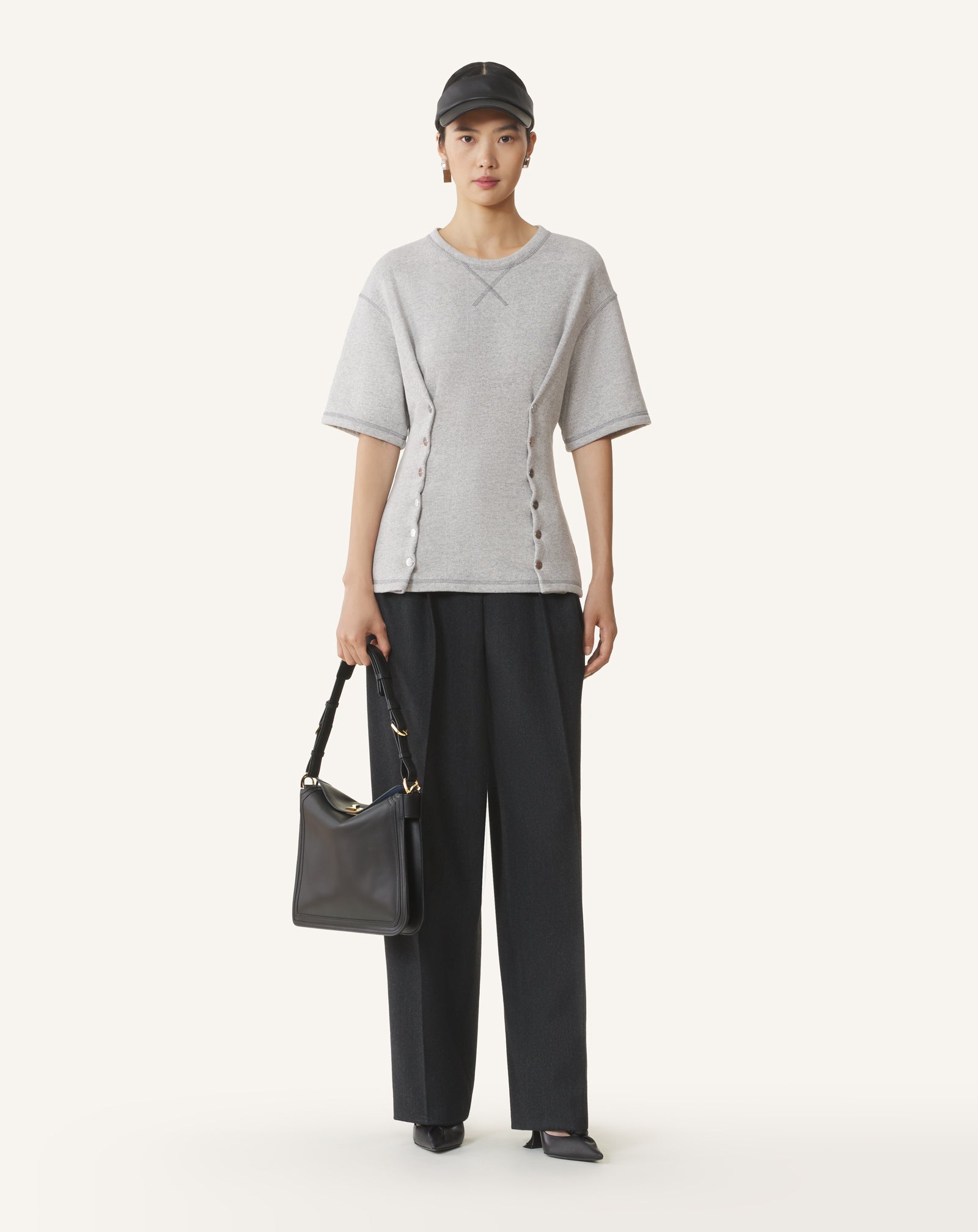 BLACK COMPAGNON ASYMMETRICAL BAG IN LEATHER