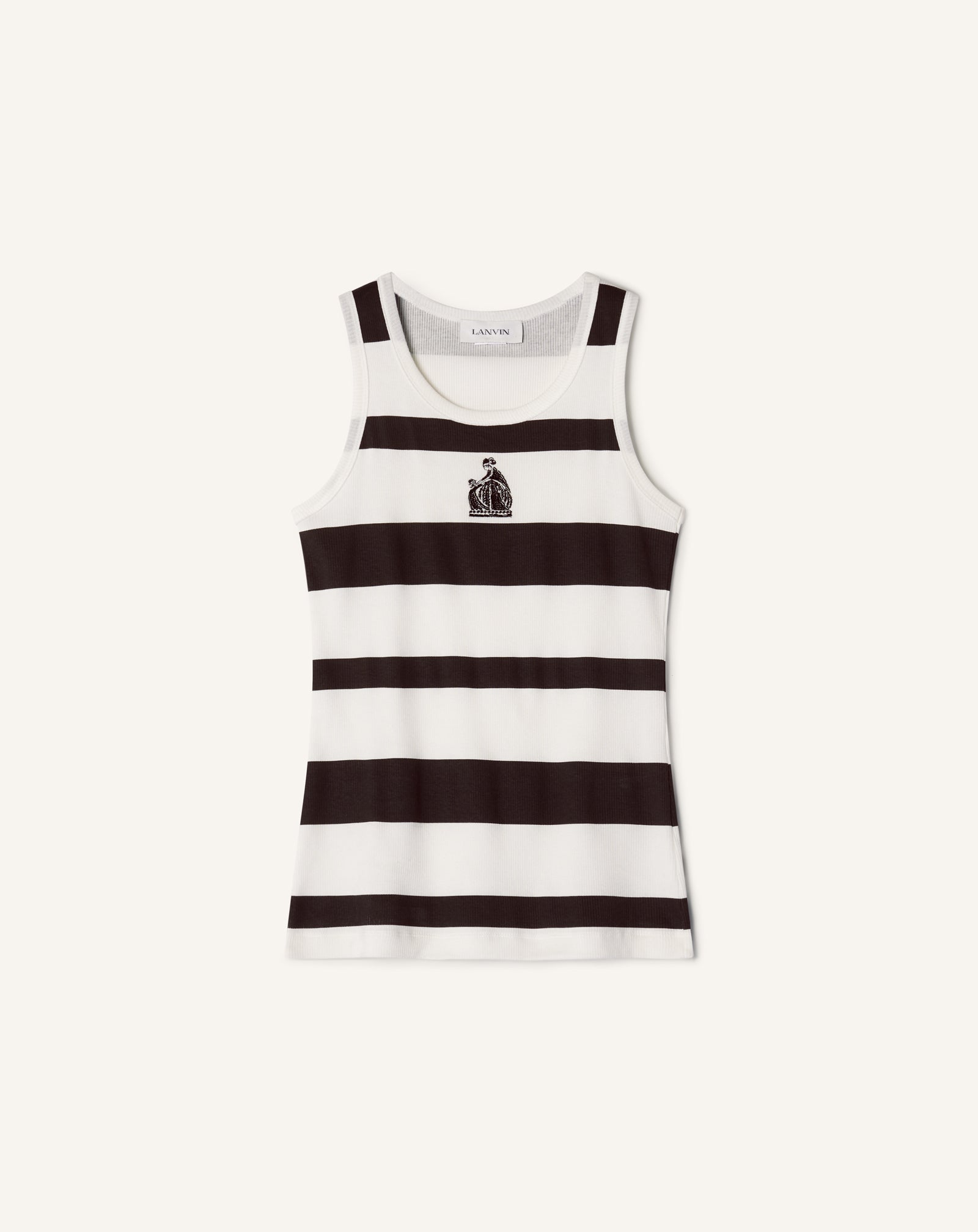 COTTON JERSEY MOTHER AND DAUGHTER EMBROIDERED RIBBED TANK TOP