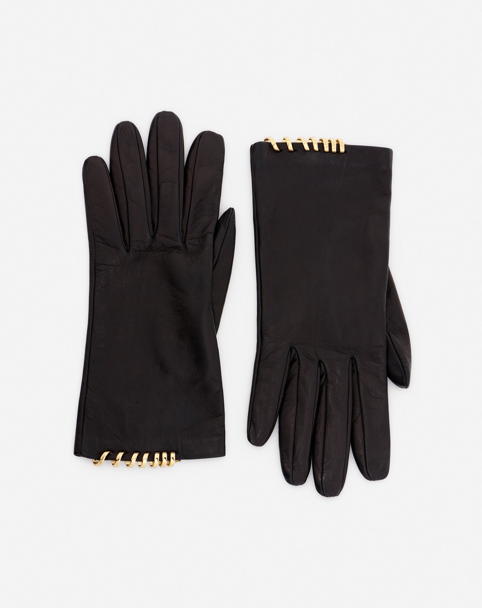 SEQUENCE BY LANVIN LEATHER GLOVES, BLACK