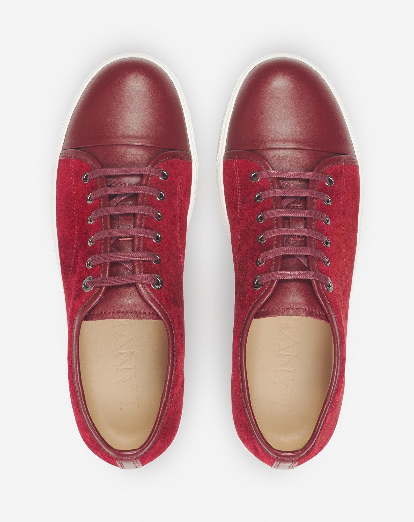 DBB1 LEATHER AND SUEDE SNEAKERS, BURGUNDY