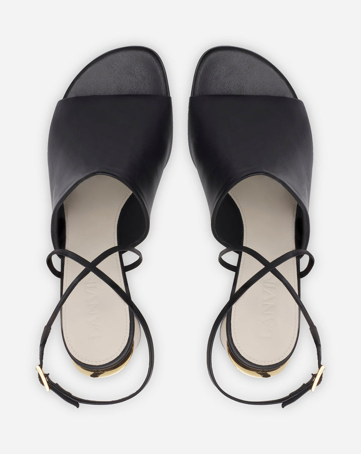 LEATHER SEQUENCE BY LANVIN CHUNKY HEELED SANDALS