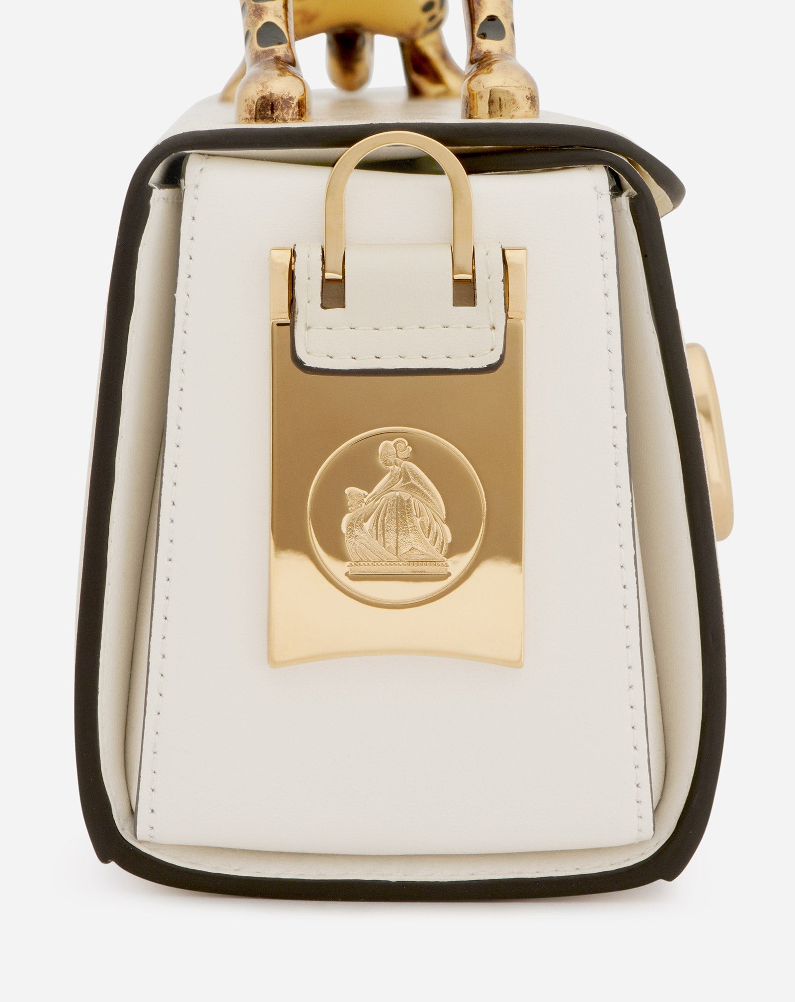 SAC PENCIL CAT EN CUIR BRILLANT ET STRASS BLANC