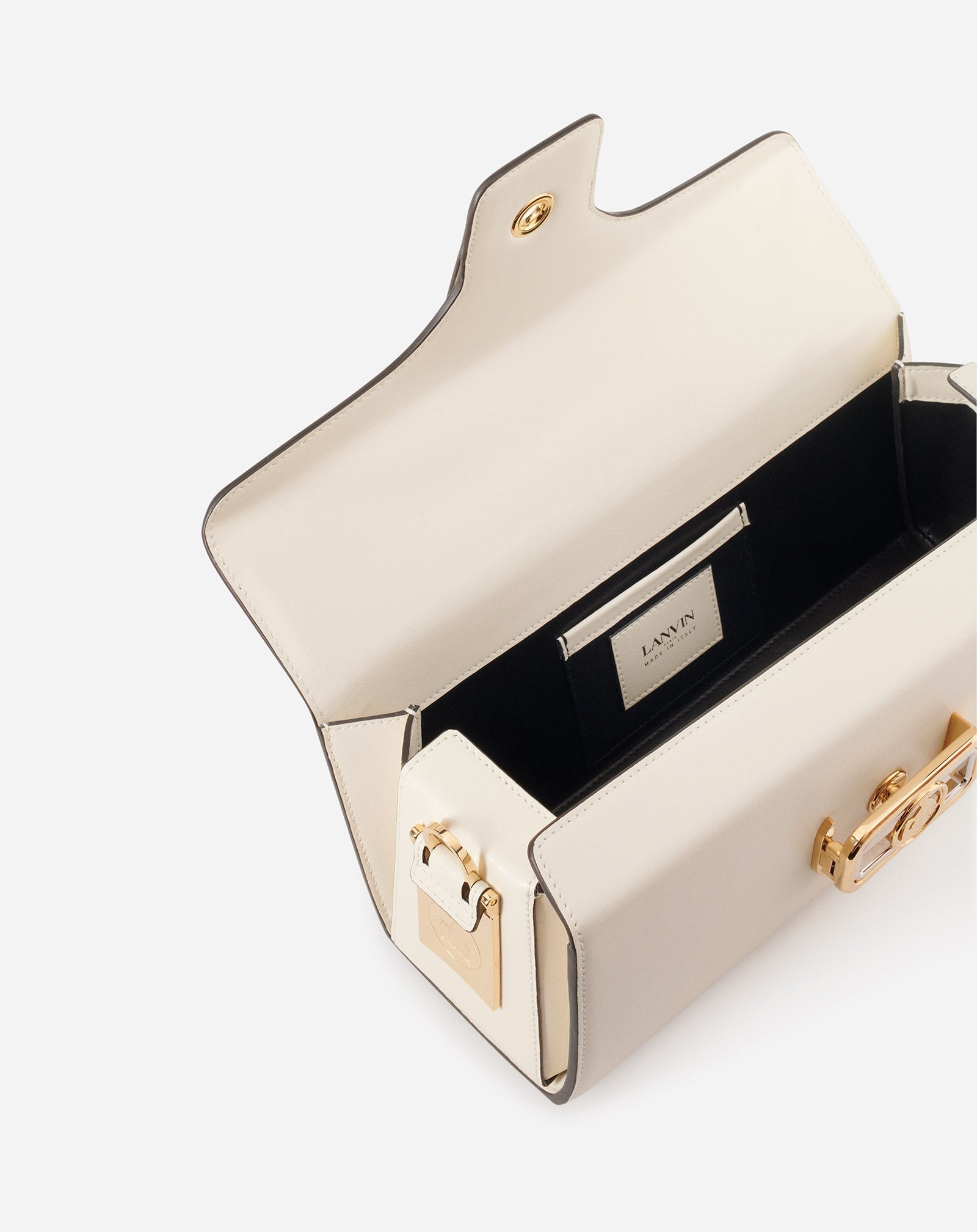 SAC PENCIL CAT EN CUIR BRILLANT ET STRASS BLANC