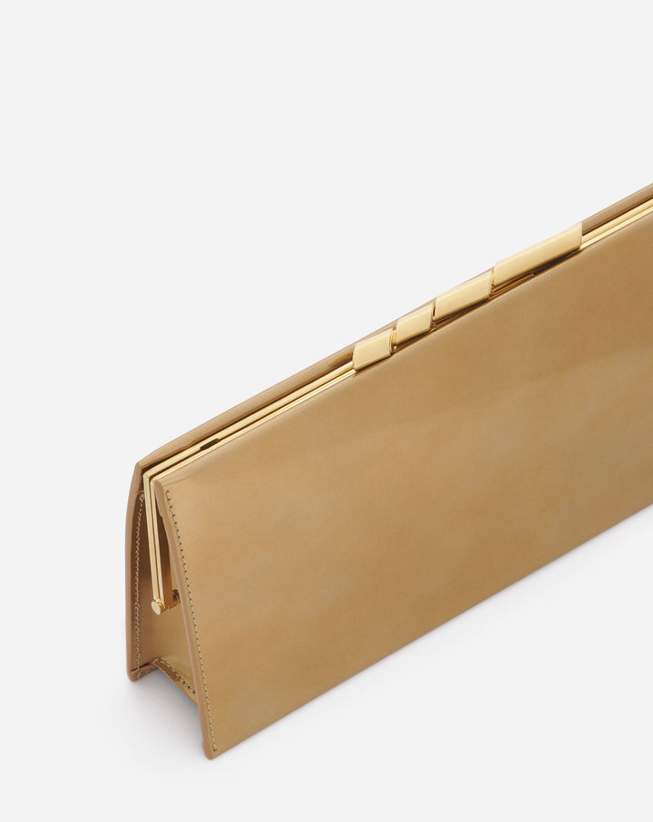 SEQUENCE BY LANVIN METALLIC LEATHER CLUTCH BAG, GOLD