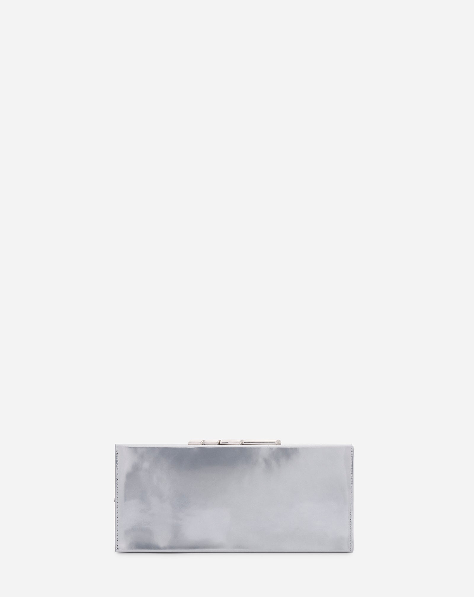 SEQUENCE BY LANVIN METALLIC LEATHER CLUTCH BAG, SILVER