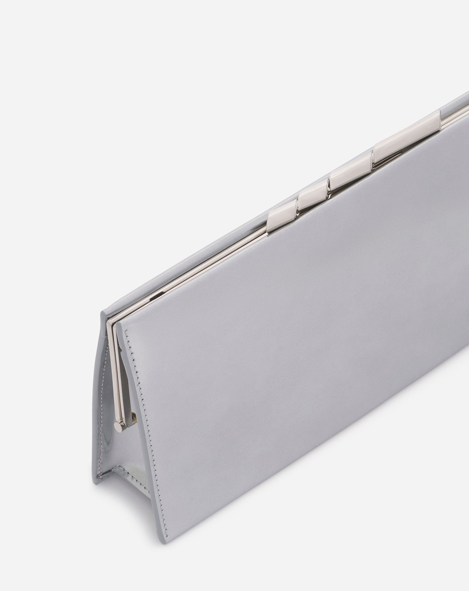 SEQUENCE BY LANVIN METALLIC LEATHER CLUTCH BAG, SILVER