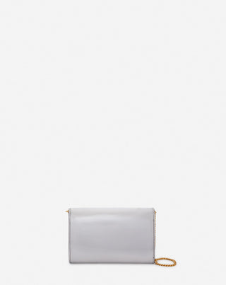  CONCERTO WALLET ON CHAIN BAG IN METALLIC LEATHER, SILVER