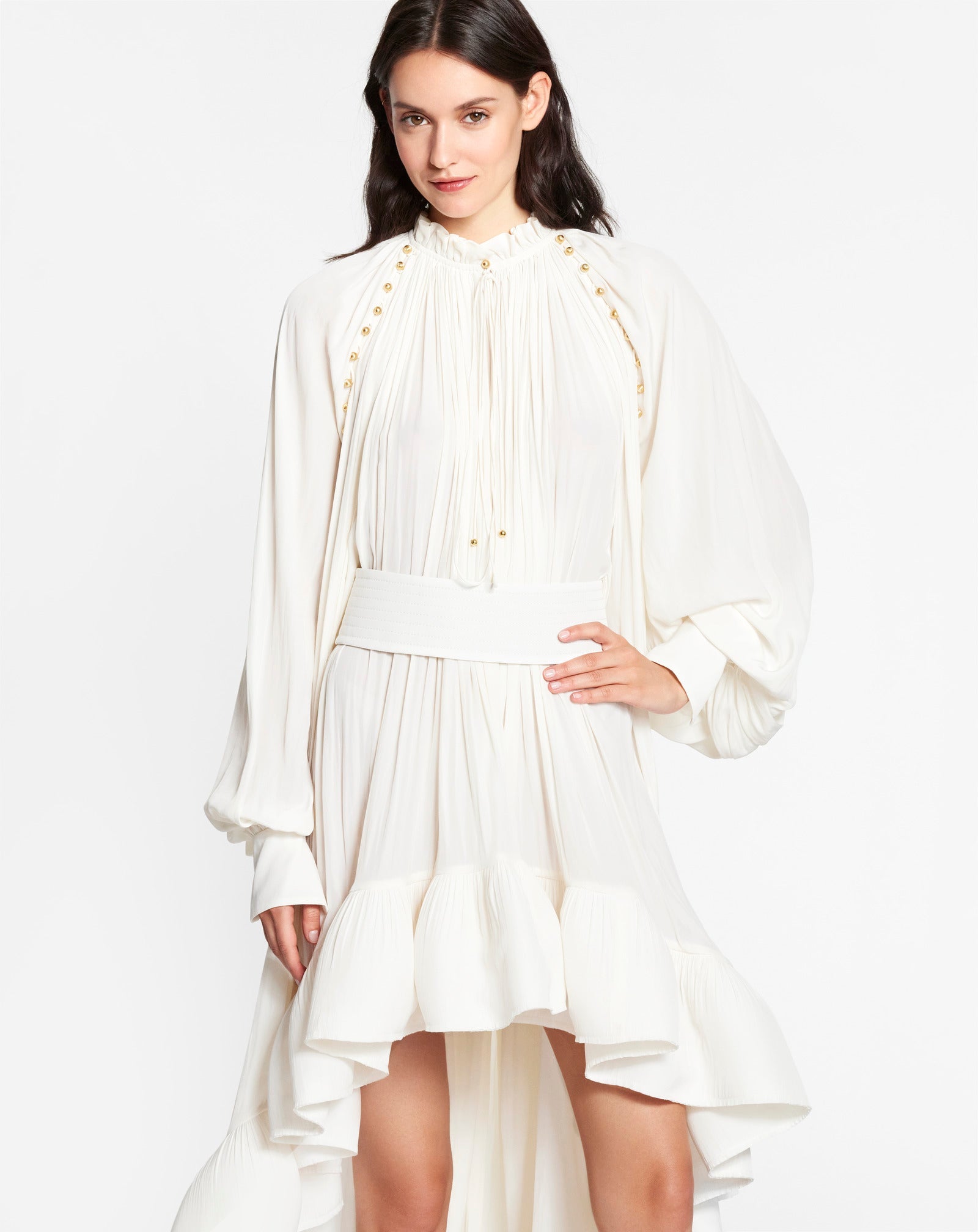 ROBE CHARMEUSE ASYMÉTRIQUE BLANC