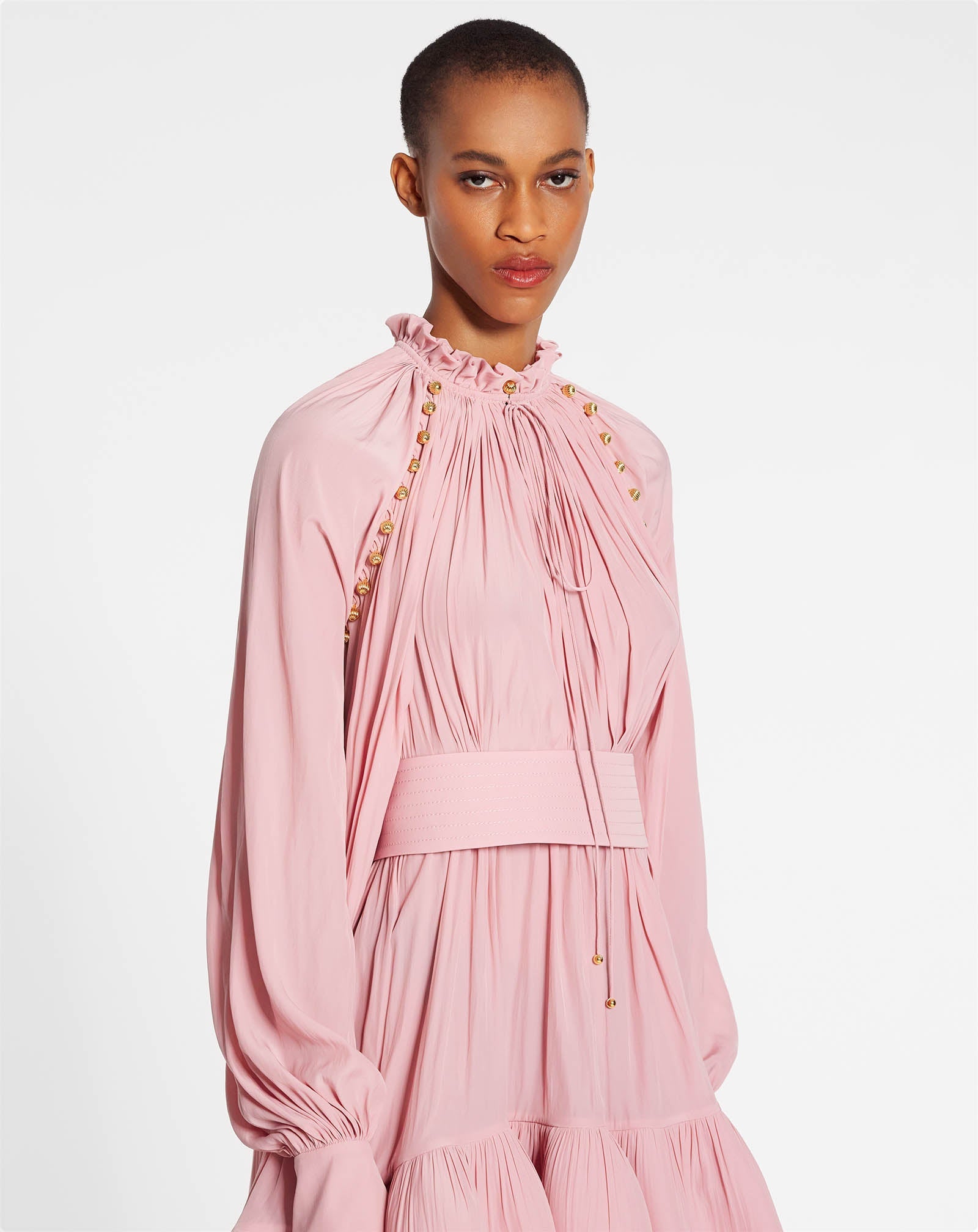 ROBE CHARMEUSE ASYMÉTRIQUE ROSE