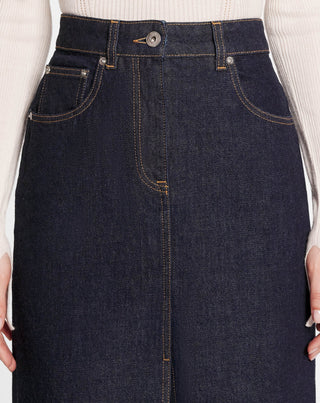 MID-LENGTH STRAIGHT DENIM SKIRT