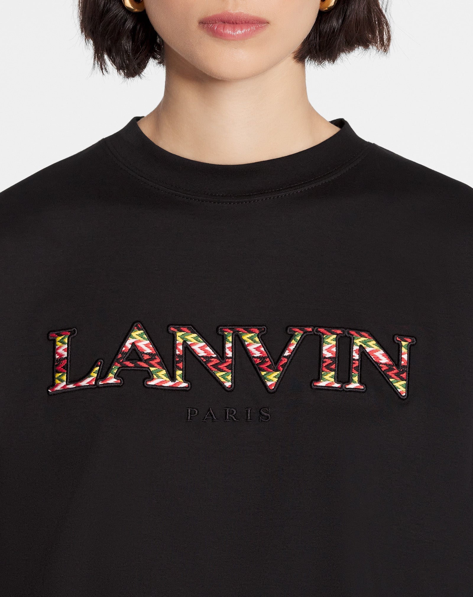 OVERSIZED EMBROIDERED CURB T-SHIRT, BLACK